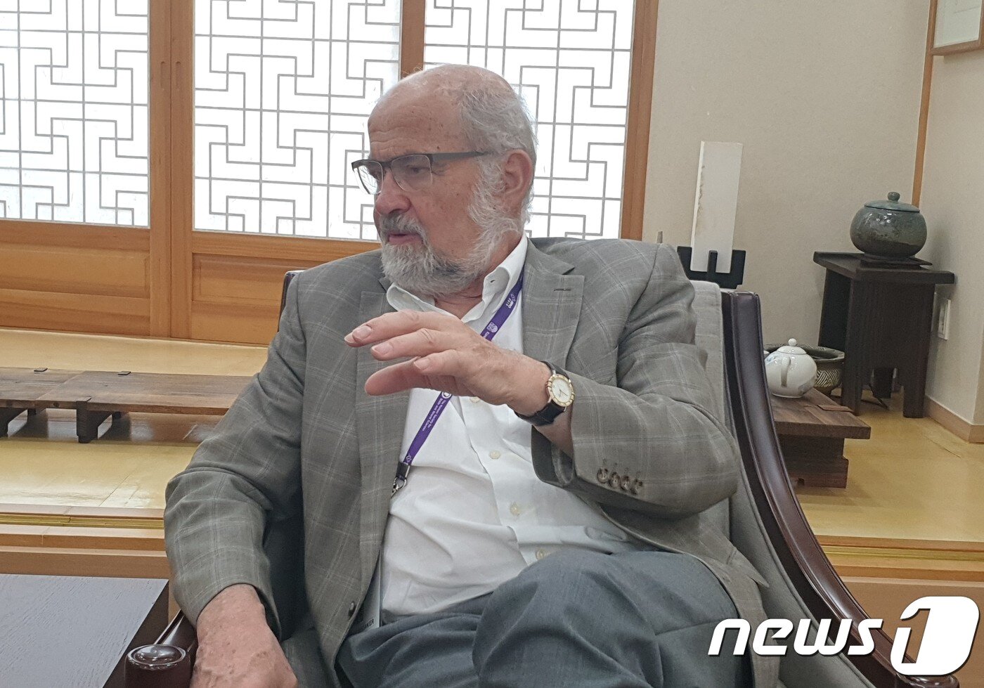 본문 이미지 - 네어 교수는 올해 유력한 노벨생리의학상 수상 분야로 '광유전학'과 '유전자 가위 크리스퍼'를 꼽았다.ⓒ 뉴스1 최소망 기자