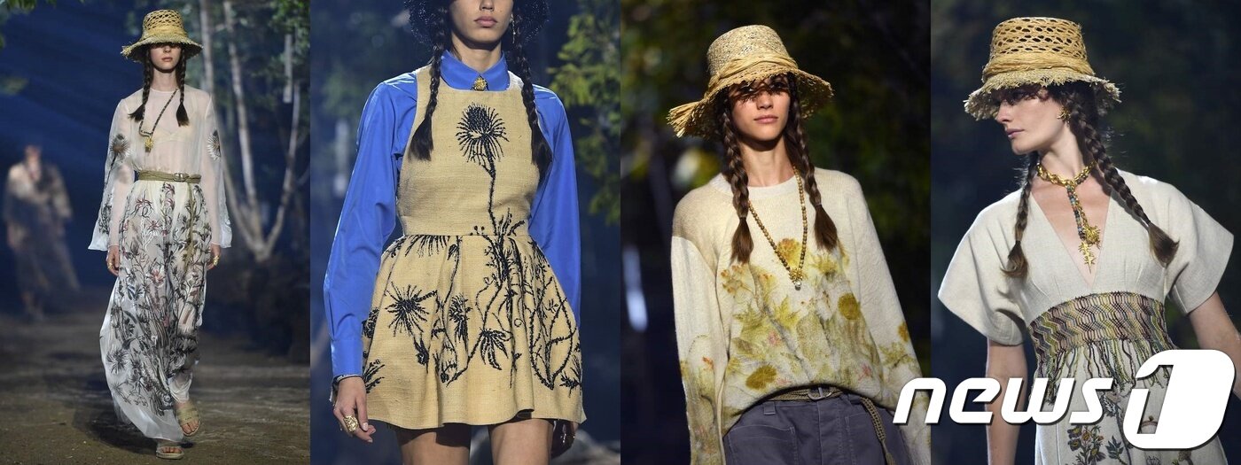 본문 이미지 - 디올이 파리패션위크에서 10대 환경운동가 그레타 툰베리를 모티브로 한 디자인을 선보였다. ⓒ AFP=뉴스1