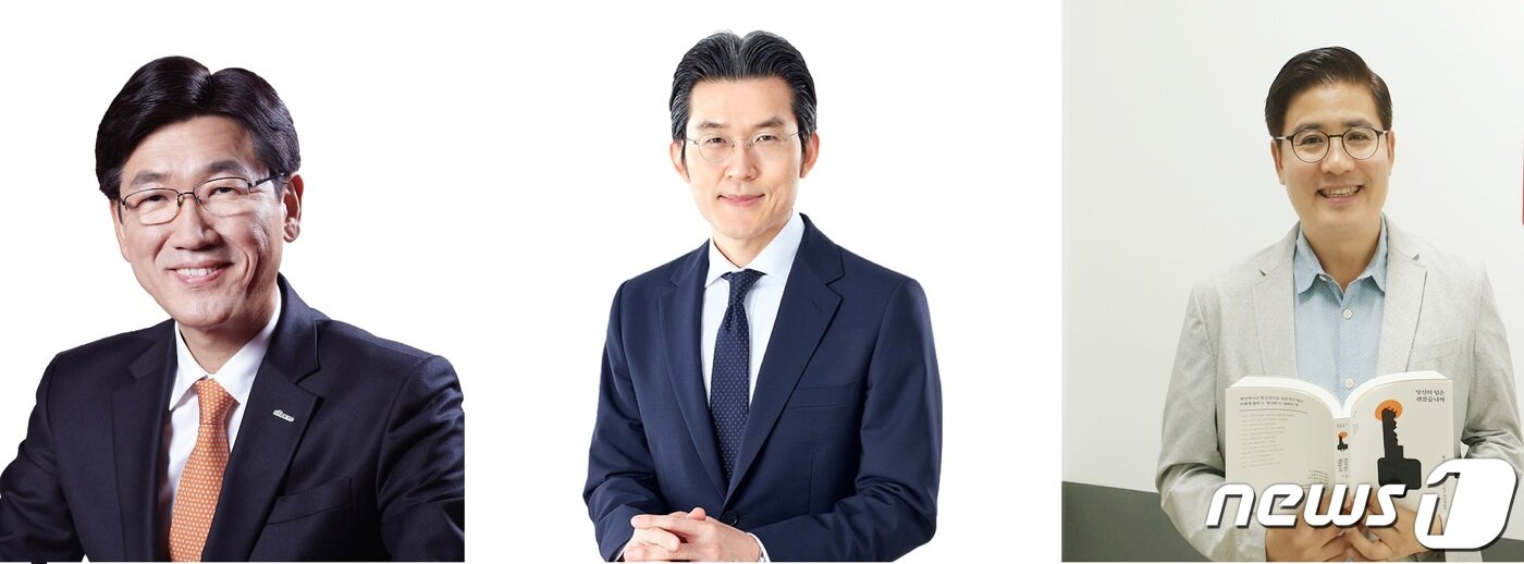 본문 이미지 - 왼쪽부터 박수완 대교 대표이사, 최정민 천재교육 회장, 조영탁 휴넷 대표이사ⓒ 뉴스1