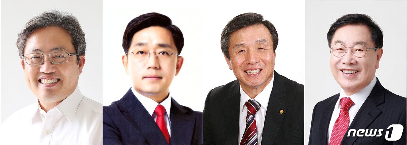 본문 이미지 - 강원 원주을 선거구의 4.15 총선 주자들. 왼쪽부터 더불어민주당 송기헌 국회의원, 자유한국당의 김대현, 윤용호, 이강후 예비후보. ⓒ News1