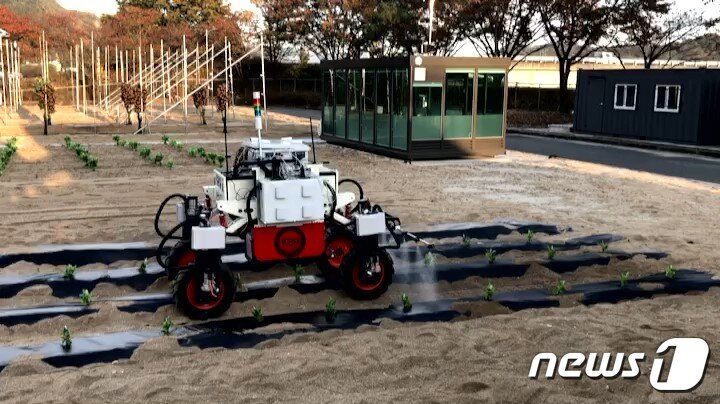본문 이미지 - 밭농업 지능형 로봇 플랫폼 시연 모습. (헌국로봇융합연구원제공)2020.10.27/ⓒ 뉴스1