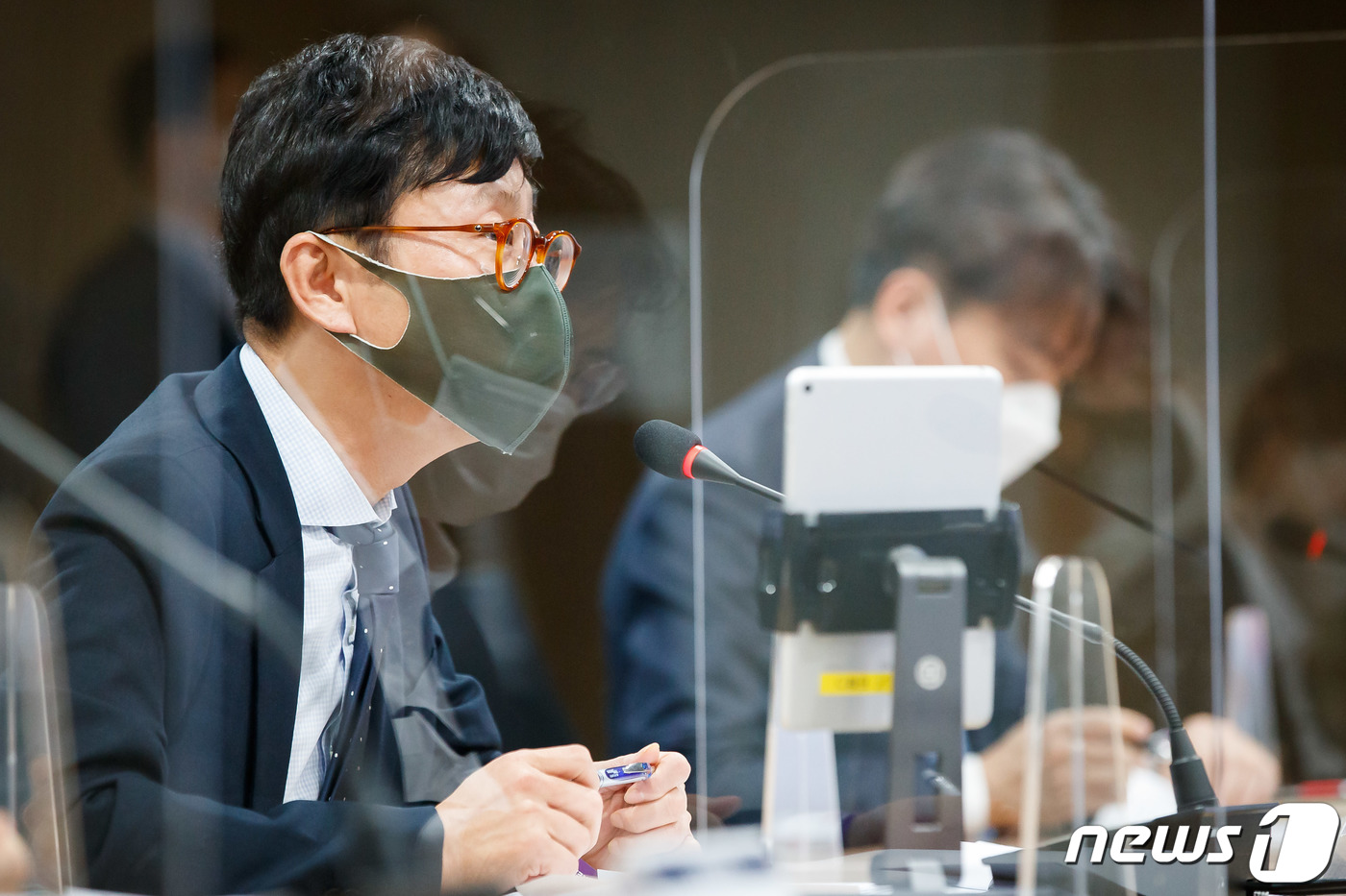 (서울=뉴스1) = 도규상 금융위원회 부위원장이 12일 서울 마포구 프론트원에서 열린 제4차 디지털금융 협의회에서 모두발언을 하고 있다. (금융위원회 제공) 2020.11.12/뉴 …