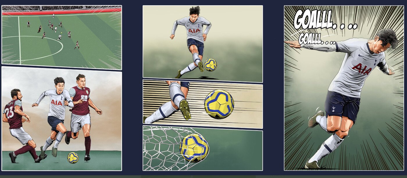 본문 이미지 - 토트넘 구단이 당시 득점 장면을 카툰으로 다시 담았다. (토트넘 SNS) ⓒ 뉴스1