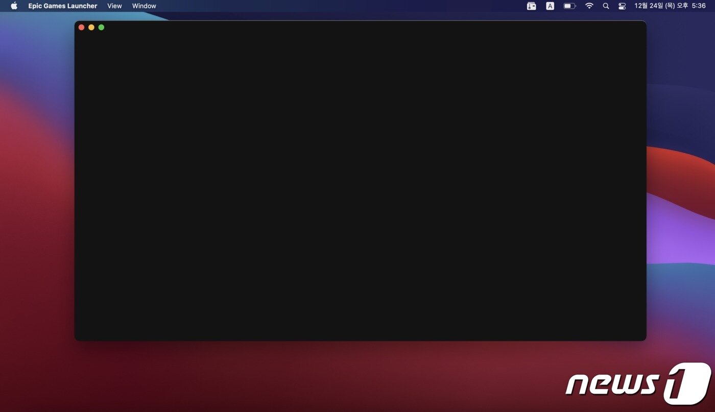 본문 이미지 - 로제타2를 이용해 에픽게임즈 런처 실행 중 검은 화면 상태로 머무르는 등 약간의 오류가 있었지만, 실제 게임은 최고 옵션으로도 무리없이 실행됐다. 2020.12.24./뉴스1 ⓒ News1 김정현 기자
