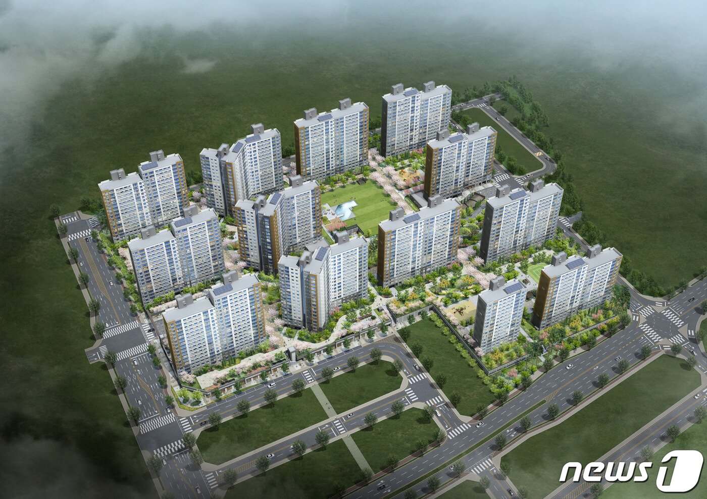 본문 이미지 - 전북 완주복합행정타운 모아미래도 센트럴시티 1차 조감도.2020.12.8/뉴스1