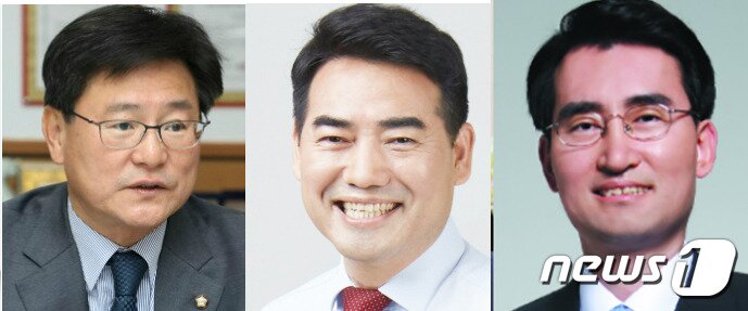 본문 이미지 - 통합당 부산진을 경선 후보. 왼쪽부터 이헌승 의원, 이성권 전 의원, 황규필 한국당 수석전문위원. ⓒ 뉴스1