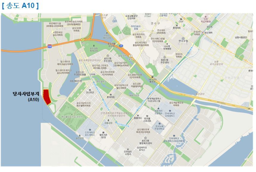 본문 이미지 - 인천 송도 A10블록 위치도.(제공=GS건설)ⓒ 뉴스1
