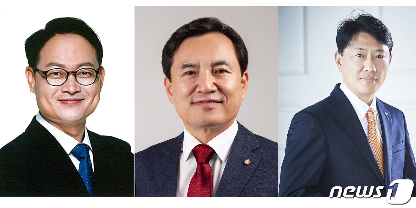 본문 이미지 - 왼쪽부터 더불어민주당 허영 후보, 미래통합당 김진태 후보, 정의당 엄재철 후보 ⓒ News1 김경석 기자