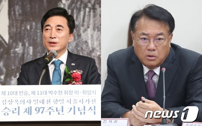 본문 이미지 - 충남 공주·부여·청양에 출마하는 더불어민주당 후보 박수현 전 청와대 대변인(왼쪽)과 정진석 미래통합당 의원. ⓒ 뉴스1