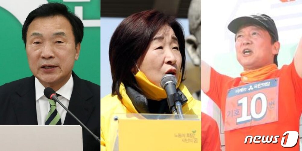 본문 이미지 - 왼쪽부터 손학규 민생당 상임선대위원장과 심상정 정의당 대표, 안철수 국민의당 대표.ⓒ 뉴스1