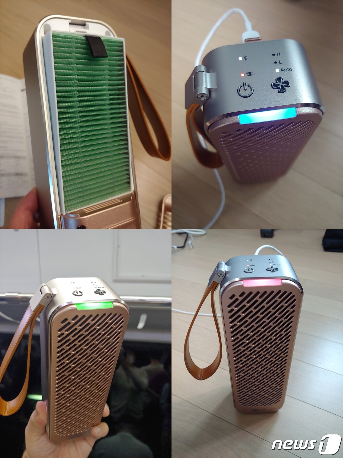 본문 이미지 - 퓨리케어 미니에 필터 넣는 모습과 청정표시등에 불이 들어온 모습(미스트 뿌리니 빨갛게....)ⓒ 뉴스1 권구용 기자