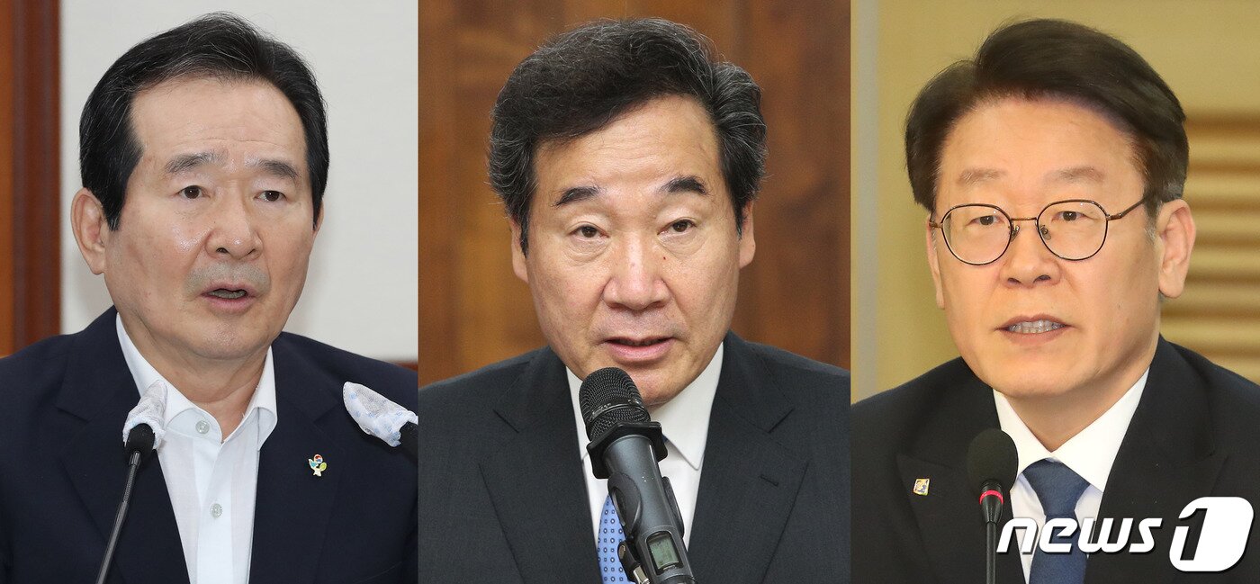 본문 이미지 - 민주당 잠룡으로 꼽히는 정세균 국무총리(왼쪽부터), 이낙연 전 민주당 대표, 이재명 경기도지사 2020.6.12 ⓒ 뉴스1