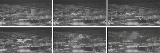 본문 이미지 - 북한은 지난 6월16일 개성 남북공동연락사무소 청사를  폭파했다. 사진은 우리군 장비로 촬영된 폭파 당시 영상 캡쳐. 북한 조선중앙TV는 이날 오후 5시께 긴급 보도를 통해 "개성 공업지구에 있는 공동연락사무소를 완전 파괴시키는 조치를 진행했다＂라고 밝혔다. (국방부 제공) ⓒ News1