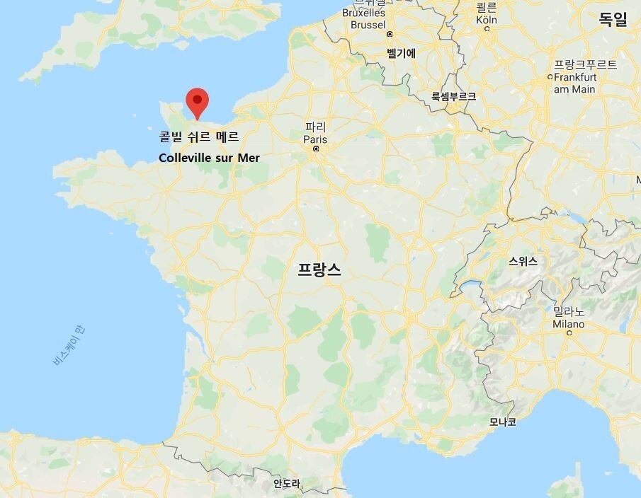 본문 이미지 - 노르망디의 '콜빌 쉬르 메르' 위치. 구글지도 캡처