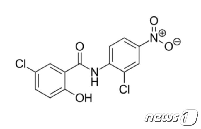 본문 이미지 - 구충제 '니클로사마이드' 화학구조.(자료 : 위키피디아) ⓒ 뉴스1