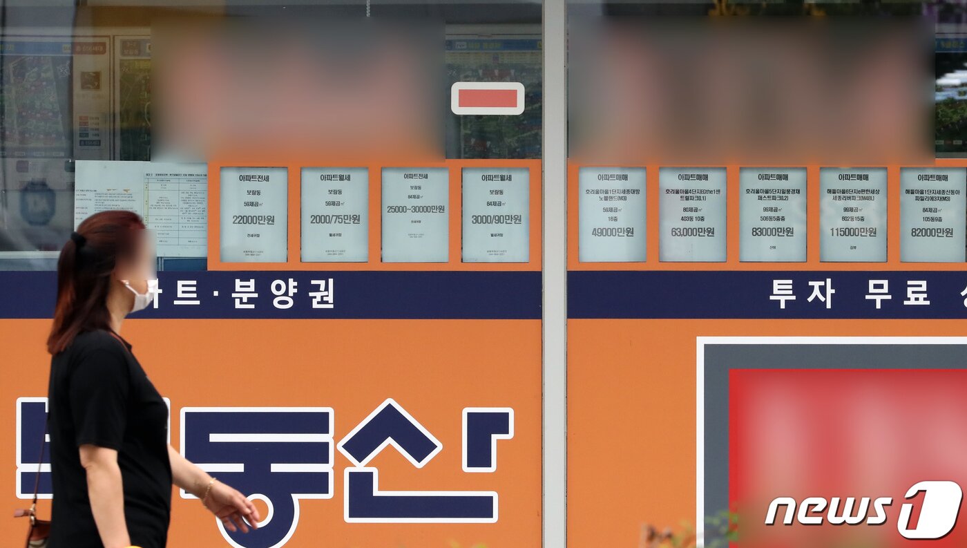 본문 이미지 - 세종시의 한 공인중개사사무소 앞으로 시민이 지나가고 있다. 뉴스1 ⓒ News1 장수영 기자