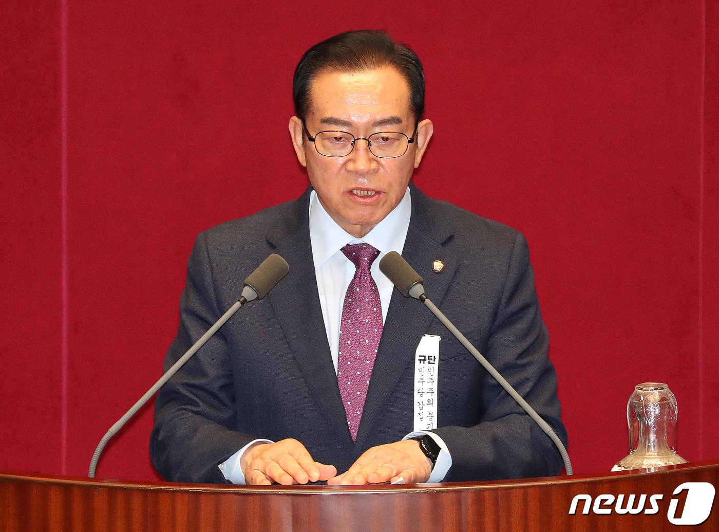 본문 이미지 - 이종배 미래통합당 정책위의장이 3일 오후 서울 여의도 국회에서 열린 제379회국회(임시회) 제7차 본회의에서 의사진행발언을 하고 있다. 코로나19 대응 3차 추경안을 처리하는 이번 본회의에 미래통합당 의원들은 불참했다. 2020.7.3/뉴스1 ⓒ News1 박세연 기자