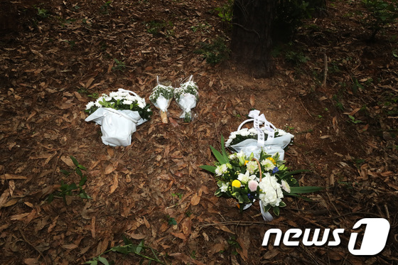 이춘재 연쇄살인 사건 희생자 유류품 발견 인근 공원에 놓인 꽃