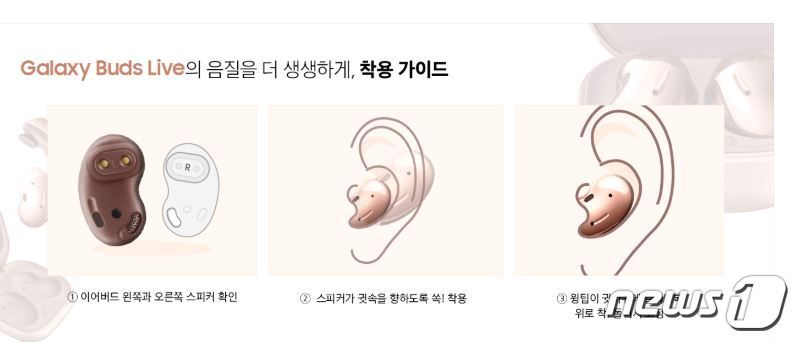 본문 이미지 - 삼성전자가 제공하는 갤럭시버즈 라이브의 권장 착용법 ⓒ 뉴스1