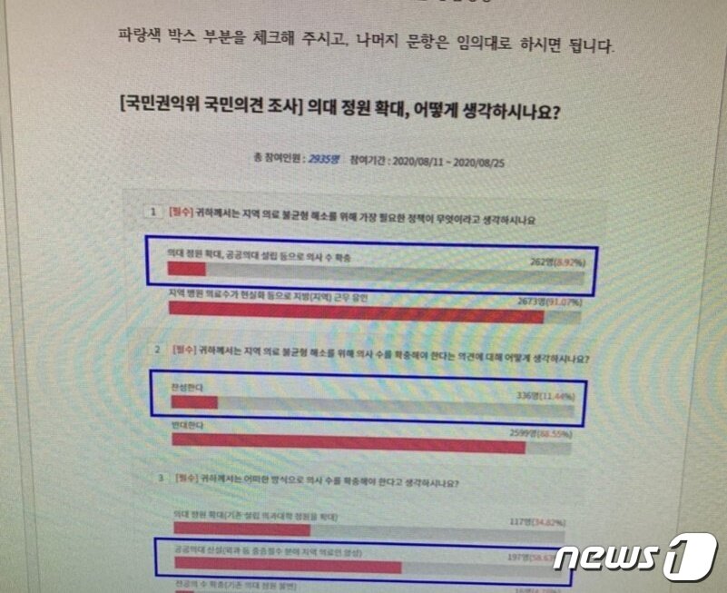 본문 이미지 - 남원시는 공무원 내부 인트라넷 '세올'에 설문조사 모범답안도 제시했다.2020.8.19/ⓒ 뉴스1