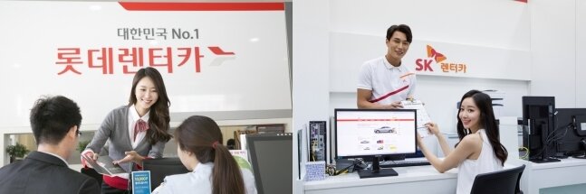 본문 이미지 - 롯데렌터카와 SK렌터카 상담 모델 사진(각사 제공)ⓒ 뉴스1