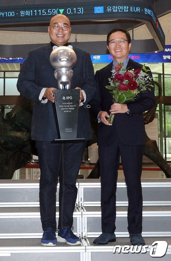 남궁훈(왼쪽부터), 조계현 카카오게임즈 각자대표2020.9.10/뉴스1 © News1 황기선 기자