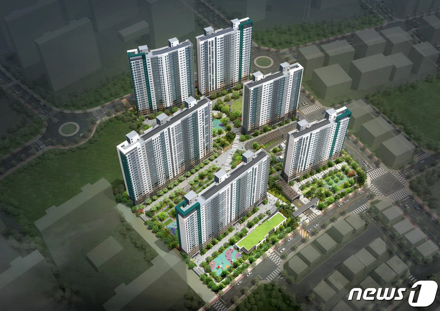 본문 이미지 - 전북 완주군 첫 브랜드 아파트인 ‘완주 푸르지오 더 퍼스트’ 조감도.2020.9.21 / 뉴스1