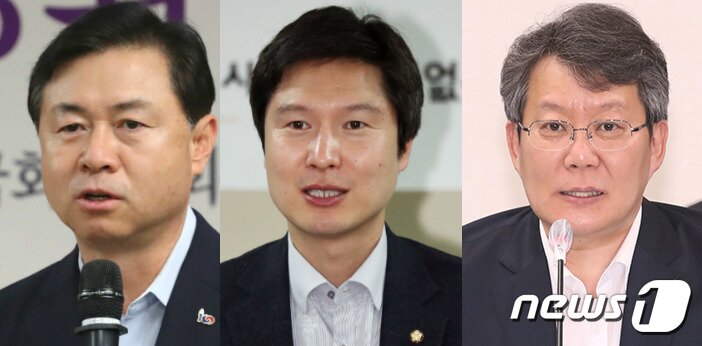 본문 이미지 - 더불어민주당 부산시장 후보군. 왼쪽부터 김영춘 국회사무총장, 김해영 민주당 전 최고위원, 변성완 부산시장 권한대행. ⓒ 뉴스1 DB