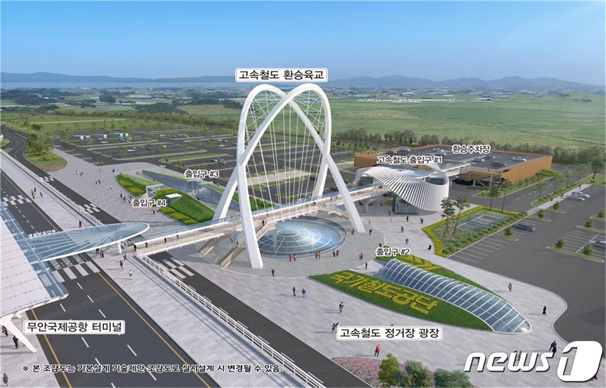 본문 이미지 - 호남고속철도 무안국제공항역(가칭) 조감도.(전남도 제공) 2020.1.18/뉴스1 ⓒ News1