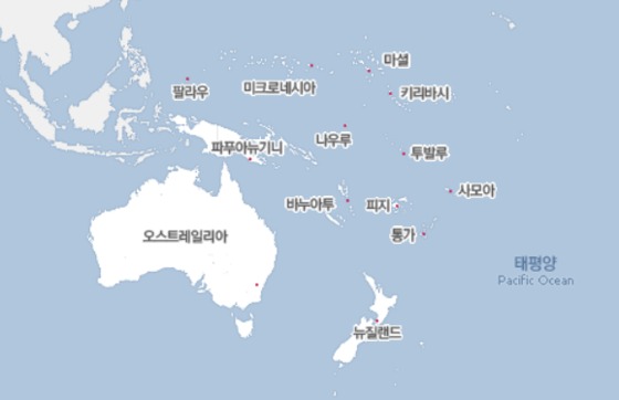 호주 뉴질랜드 위치도 - 네이버 지도 갈무리