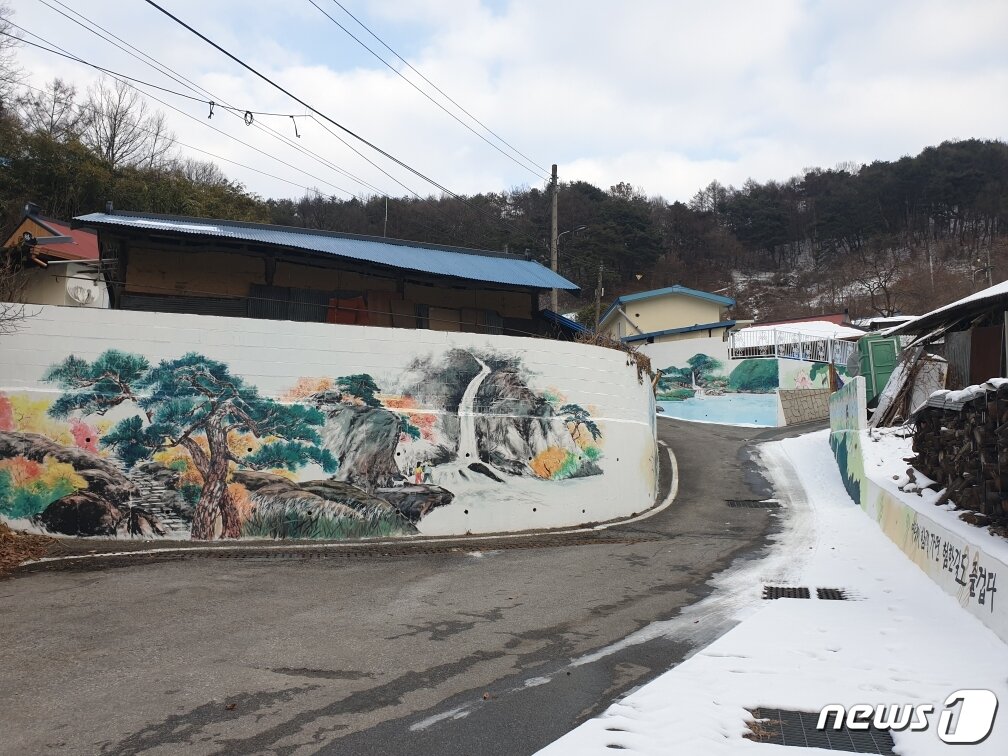 본문 이미지 - 우리마을 뉴딜사업 일환으로 마무리한 보은군 회남면 신추리 벽화. (보은군 제공)ⓒ 뉴스1
