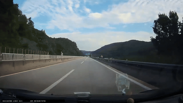 본문 이미지 - 경북 안동을 지나는 고속도로에서 멧돼지가 갑자기 차량에 달려드는 사고가 발생했다. (유튜브 채널 '한문철 TV' 갈무리) ⓒ 뉴스1