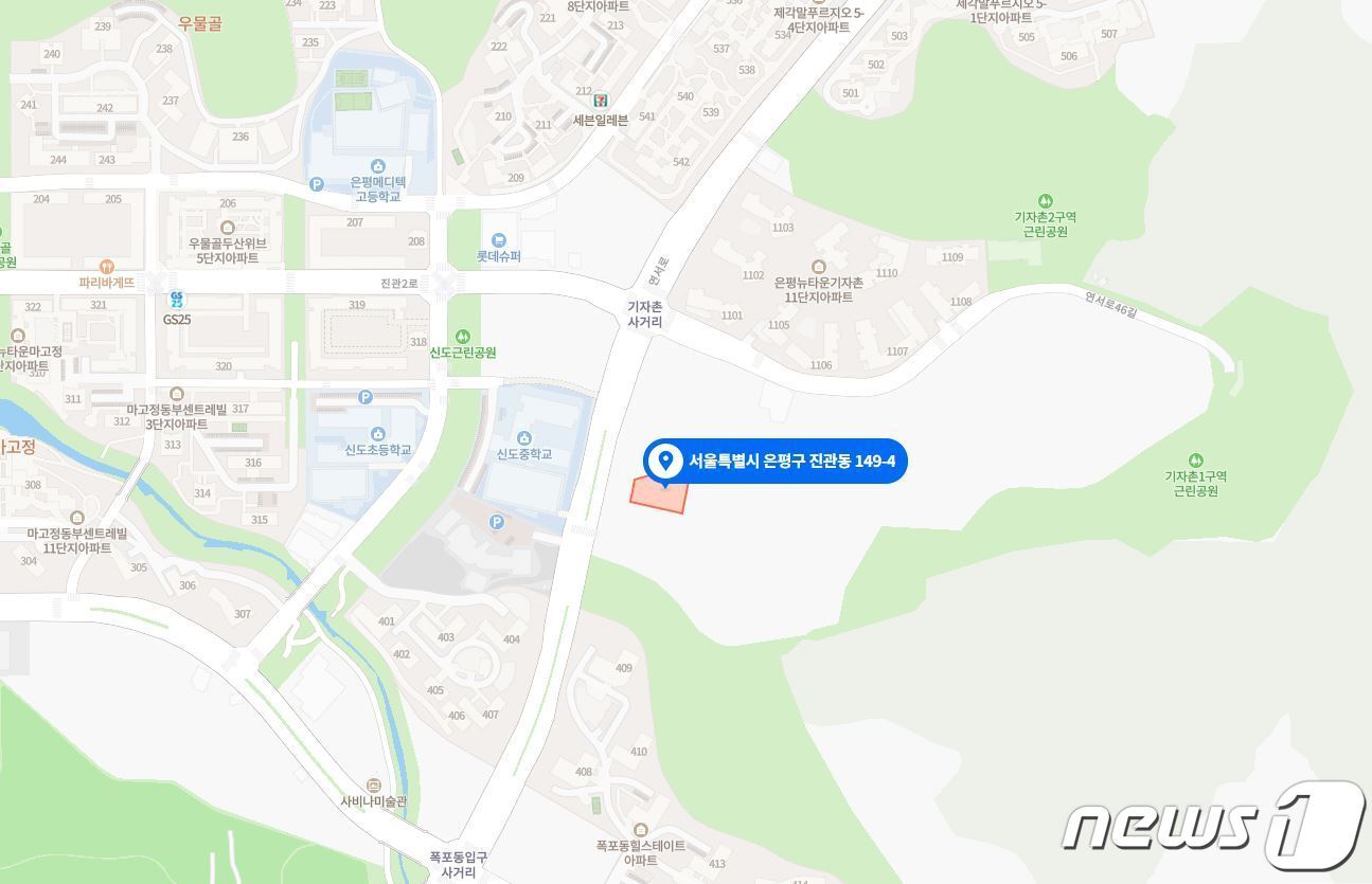 본문 이미지 - 은평뉴타운 3-14 블록 일대 지도. 네이버 지도 캡쳐. ⓒ 뉴스1