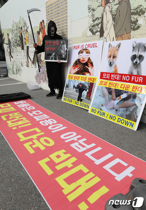 모피 퇴출 촉구하는 한국동물보호연합