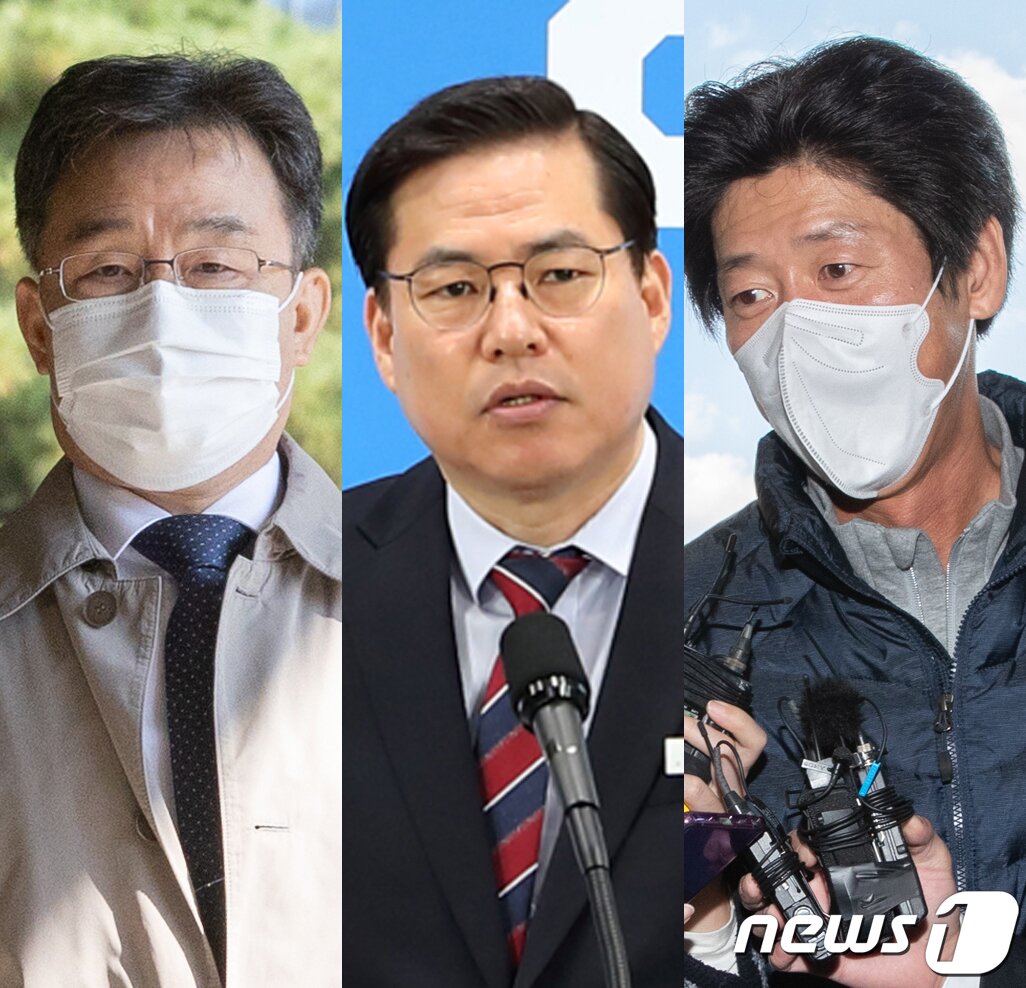 본문 이미지 - 사진 왼쪽부터 대장동 개발사업의 핵심 인물로 꼽히는 화천대유 대주주 김만배씨, 유동규 전 성남도시개발공사 기획본부장, 남욱 변호사. 뉴스1DB
