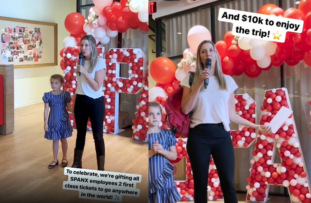 본문 이미지 - 스팽스의 깜짝 발표에 직원들이 환호했다. (스팽스 인스타그램 갈무리) ⓒ 뉴스1