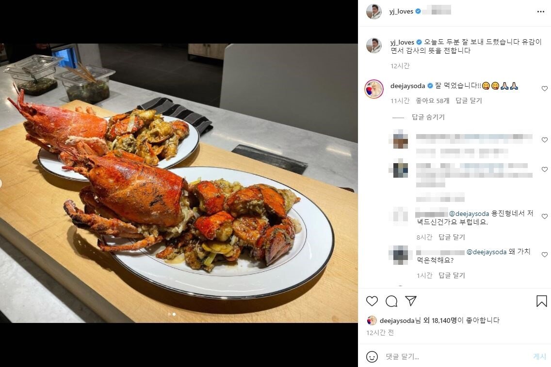 본문 이미지 - 정용진 신세계그룹 부회장의 게시물에 감사 인사를 전한 DJ소다. (인스타그램 갈무리) ⓒ 뉴스1