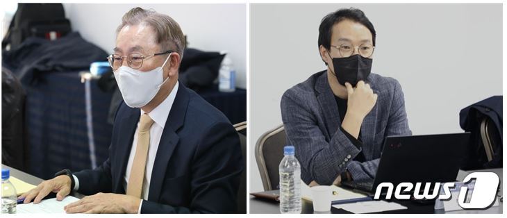 본문 이미지 - 좌담회 좌장인 최형림 동아대학교 스마트물류연구센터 특임교수&#40;왼쪽&#41;와 민정탁 한국로봇융합연구원 전략사업본부장ⓒ 뉴스1