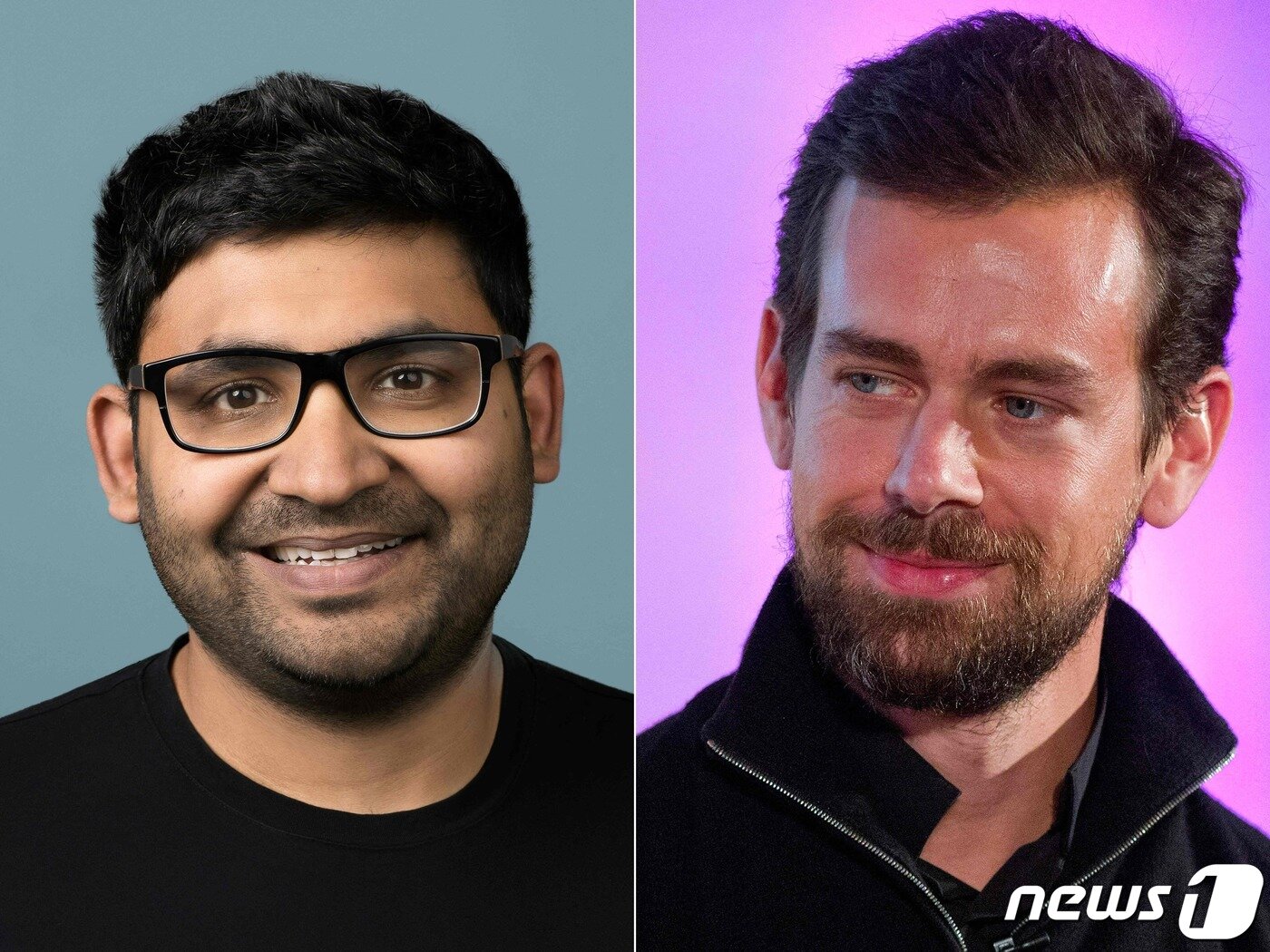 본문 이미지 - 트위터 새 최고경영자로 선임된 파라그 아그라왈 전 최고기술책임자(왼쪽)와 이번에 사임한 잭 도시 전 트위터 최고경영자(오른쪽) ⓒ AFP=뉴스1 ⓒ News1 윤지원 기자