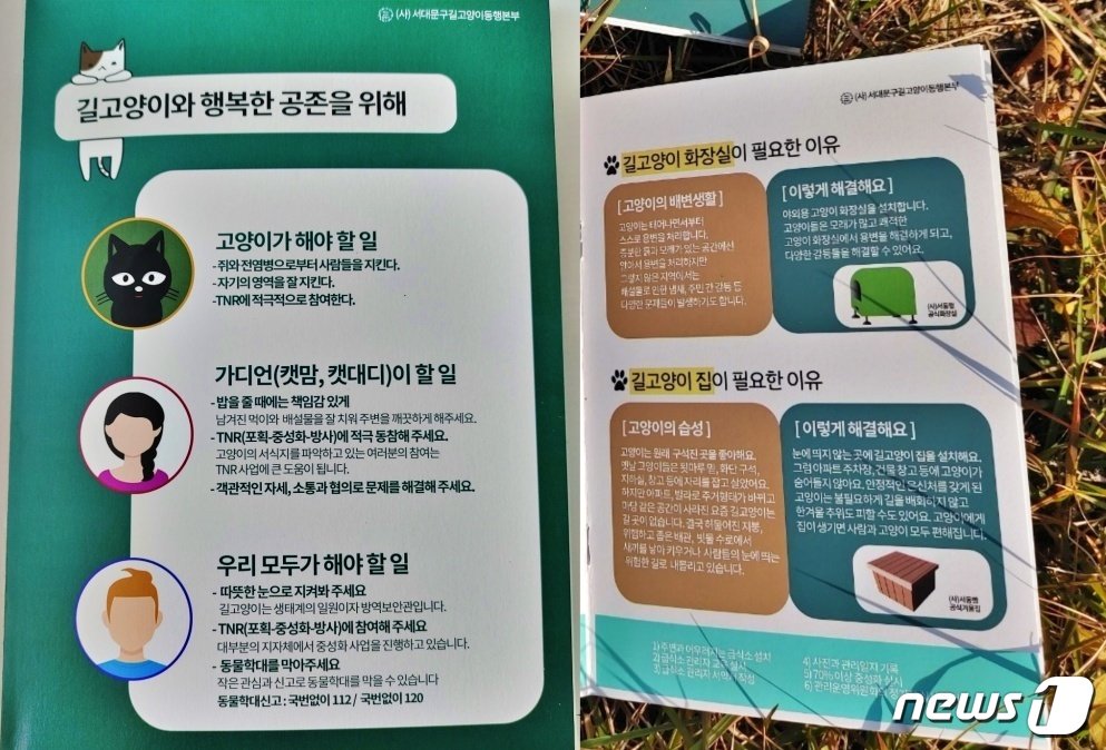 본문 이미지 - 서대문구길고양이동행본부가 발간한 '행복한 동행을 위한 고양이 가이드' 책자 (서동행 제공) ⓒ 뉴스1