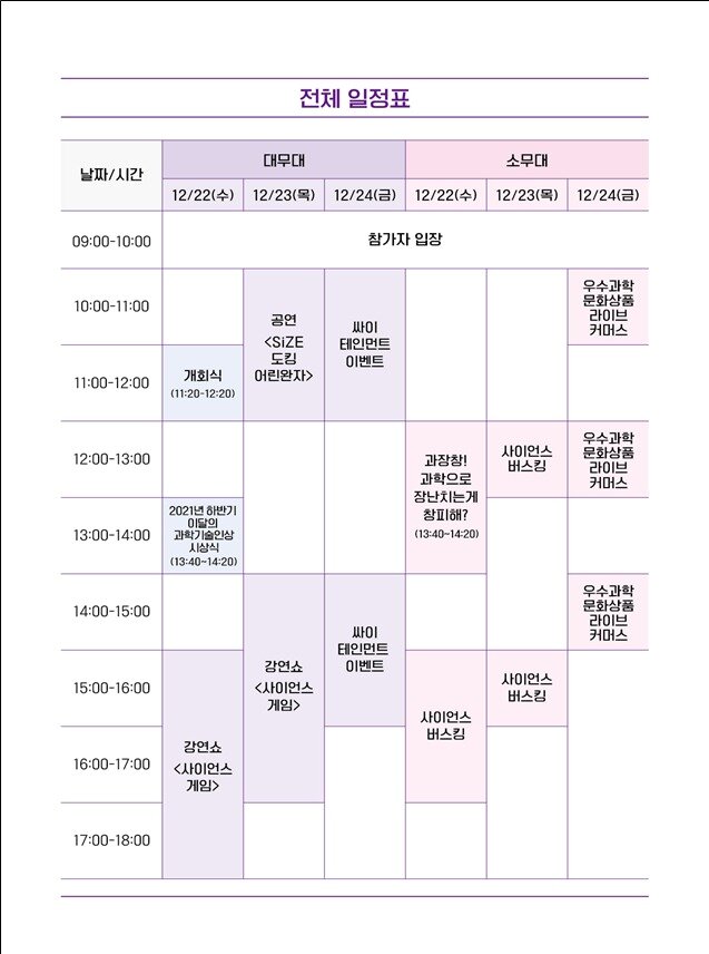 본문 이미지 - 2021 대한민국 과학기술 대전 일정표 (과학기술정보통신부 제공) 2021.12.21 /뉴스1
