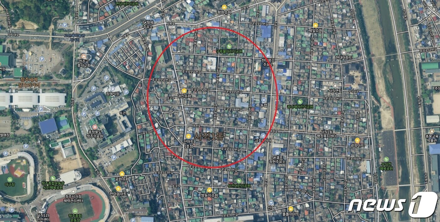 본문 이미지 - 충북 청주시 서원구 사직동 사직2구역 일원.(네이버지도 갈무리).2021.12.27/ⓒ 뉴스1