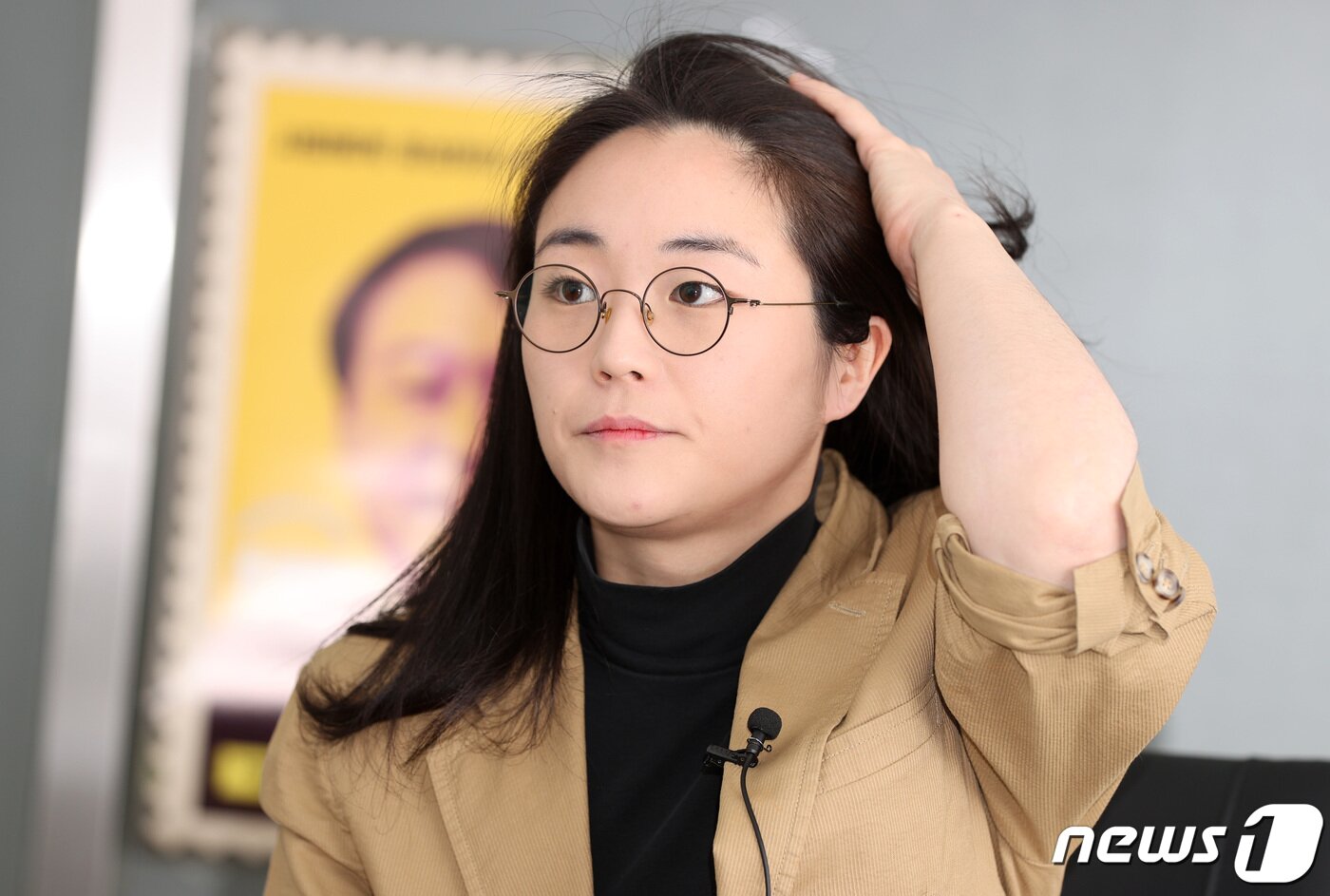 본문 이미지 - 신지예 국민의힘 새시대준비위원회 수석부위원장이 29일 서울 여의도 위원회 사무실에서 뉴스1과 인터뷰를 하고 있다. 2021.12.29/뉴스1 ⓒ News1 구윤성 기자