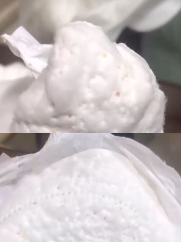 본문 이미지 - 지난 29일 중국의 한 생리대 브랜드 제품에서 벌레와 벌레알들이 다수 발견됐다는 폭로가 이어졌다. (웨이보 갈무리) ⓒ 뉴스1