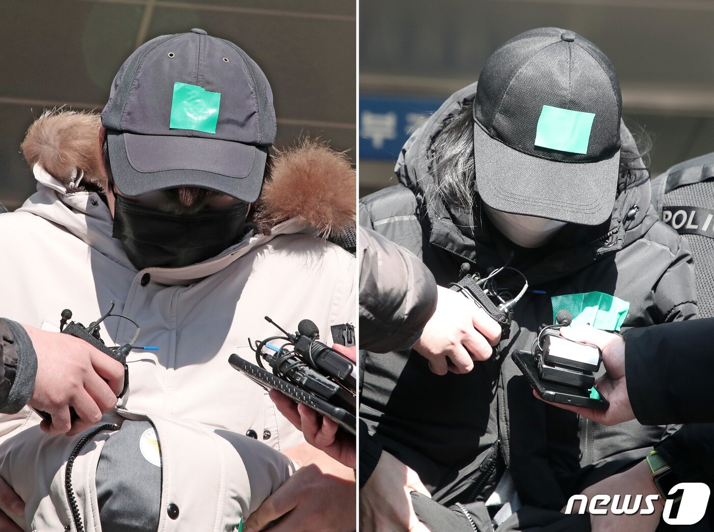 본문 이미지 - 돌보던 초등학생 조카를 학대해 사망에 이르게 한 40대 부부가 17일 오후 경기도 용인동부경찰서에서 검찰 송치를 위해 호송되고 있다. 2021.2.17/뉴스1 ⓒ News1 조태형 기자