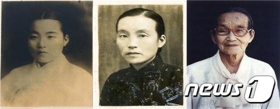 본문 이미지 - 수당 정정화(修堂  鄭靖和, 1900~1991) 왼쪽부터 1920년대, 1940년대, 1980년대 후반의 모습.(동농 김가진 가문 제공) ⓒ 뉴스1