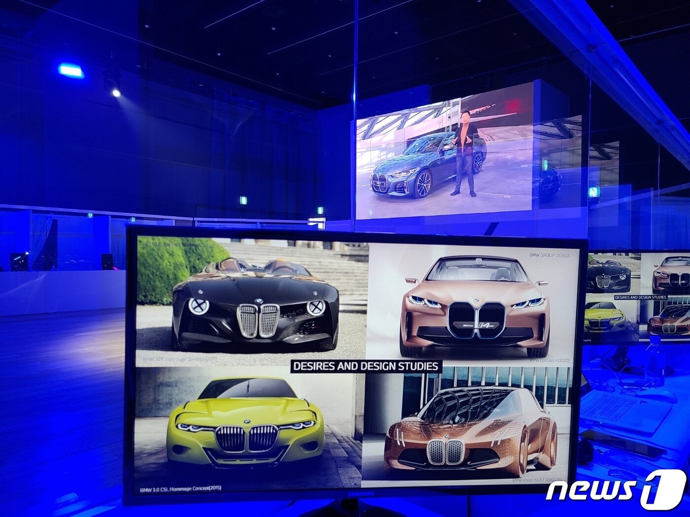 본문 이미지 - 지난 3일 인천 영종도 BMW드라이빙센터에서 열린 뉴 4시리즈 시승행사에서 임승모 디자이너가 디자인 프레젠테이션과 Q&A 세션을 진행하고 있다.ⓒ 뉴스1 김민석 기자