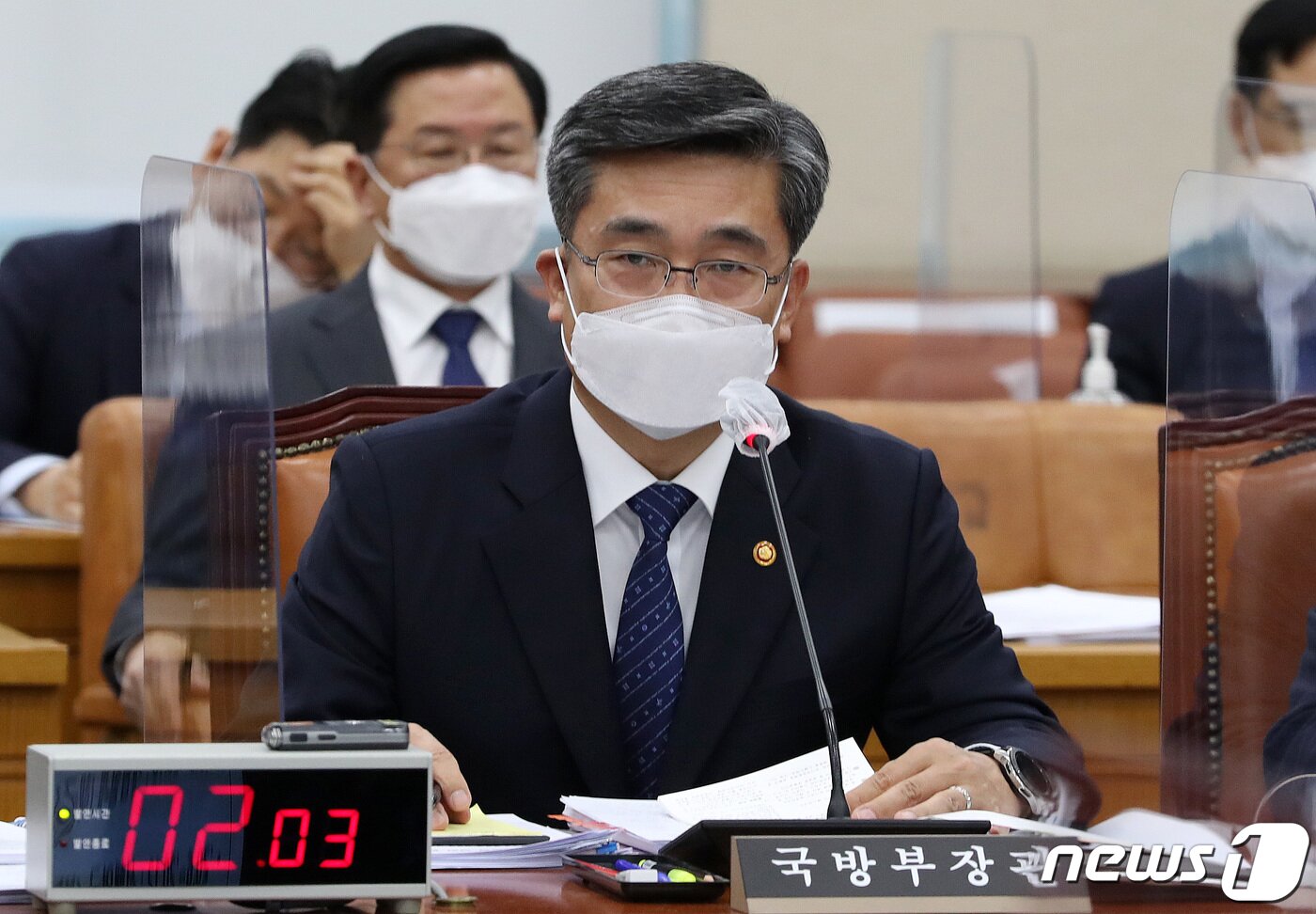 본문 이미지 - 서욱 국방부 장관이 16일 국회 국방위원회 전체회의에 출석, 여야 의원들의 질의에 답변하고 있다. 2021.3.16/뉴스1 ⓒ News1 박세연 기자