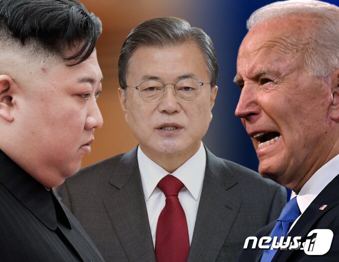 본문 이미지 - 김정은 북한 노동당 총비서, 문재인 대통령, 조 바이든 미국 대통령.ⓒ News1 김일환 디자이너