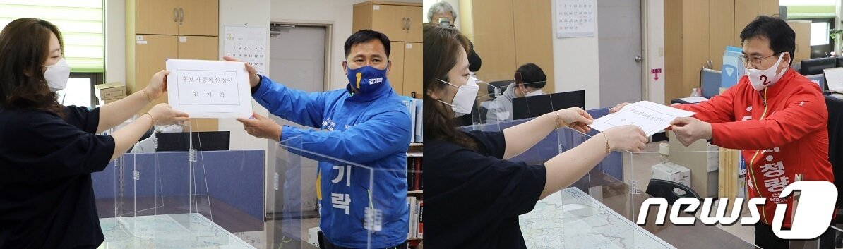 본문 이미지 - 울산 울주군의원 보궐선거에 나선 더불어민주당 김기락(왼쪽), 국민의힘 박기홍(오른쪽) 후보.ⓒ 뉴스1 조민주 기자